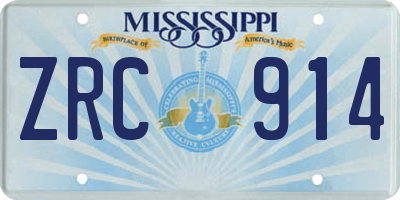 MS license plate ZRC914