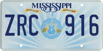 MS license plate ZRC916