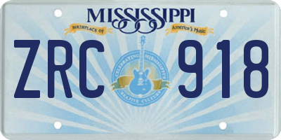 MS license plate ZRC918