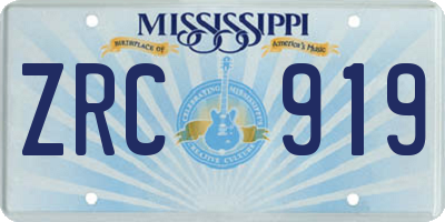 MS license plate ZRC919
