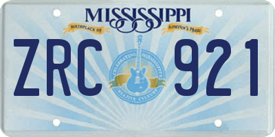MS license plate ZRC921