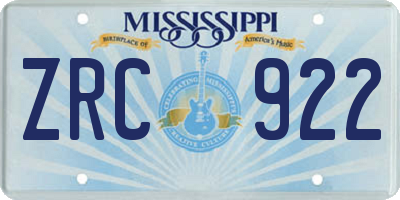 MS license plate ZRC922