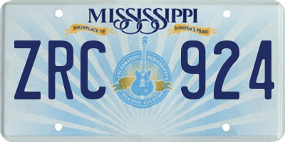 MS license plate ZRC924
