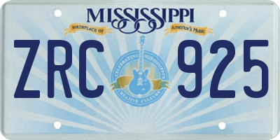 MS license plate ZRC925
