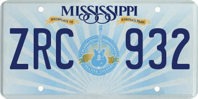 MS license plate ZRC932