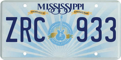 MS license plate ZRC933