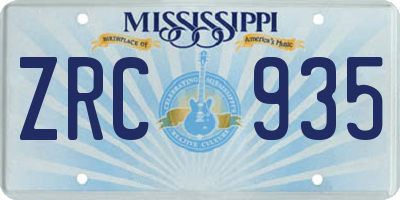 MS license plate ZRC935
