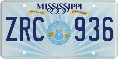 MS license plate ZRC936