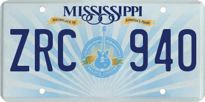 MS license plate ZRC940
