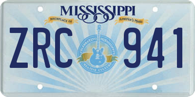 MS license plate ZRC941