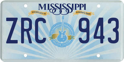 MS license plate ZRC943