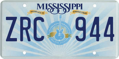 MS license plate ZRC944
