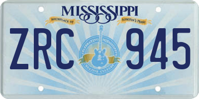 MS license plate ZRC945