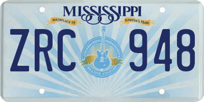 MS license plate ZRC948
