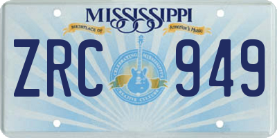 MS license plate ZRC949