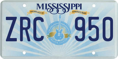 MS license plate ZRC950