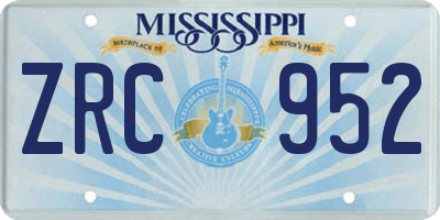 MS license plate ZRC952
