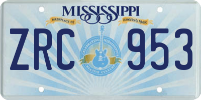 MS license plate ZRC953