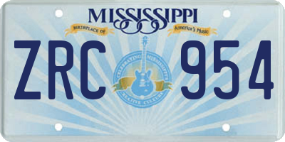 MS license plate ZRC954