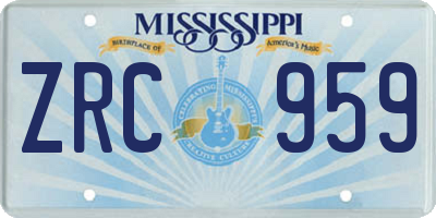 MS license plate ZRC959