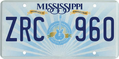 MS license plate ZRC960