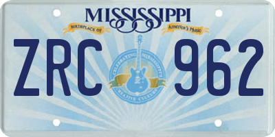 MS license plate ZRC962