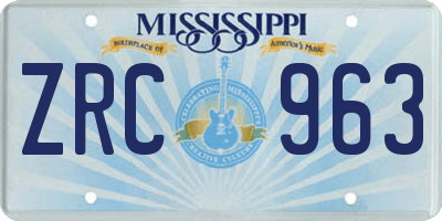 MS license plate ZRC963