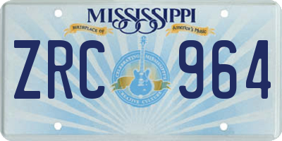 MS license plate ZRC964