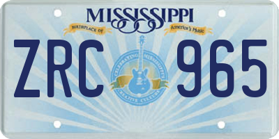 MS license plate ZRC965