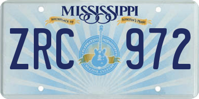 MS license plate ZRC972