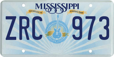 MS license plate ZRC973