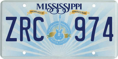 MS license plate ZRC974