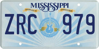 MS license plate ZRC979