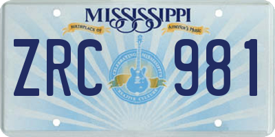 MS license plate ZRC981