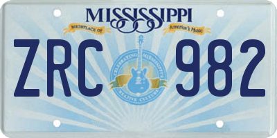 MS license plate ZRC982