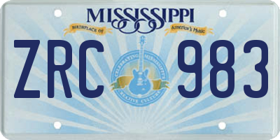 MS license plate ZRC983