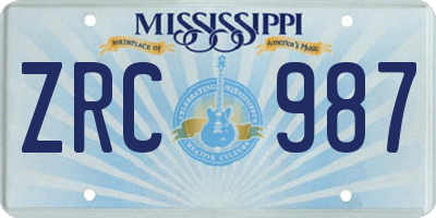 MS license plate ZRC987