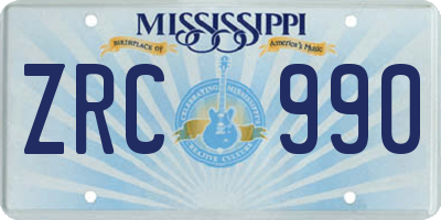 MS license plate ZRC990
