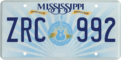 MS license plate ZRC992