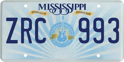 MS license plate ZRC993