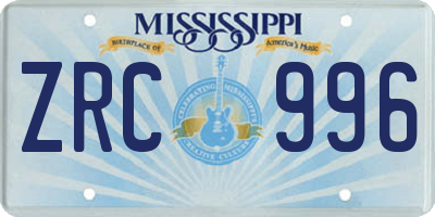MS license plate ZRC996