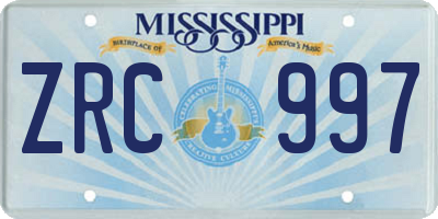MS license plate ZRC997