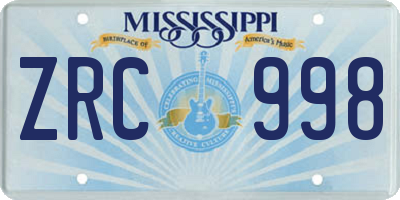 MS license plate ZRC998