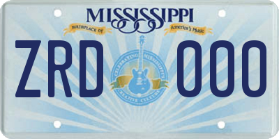 MS license plate ZRD000