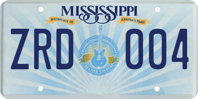 MS license plate ZRD004