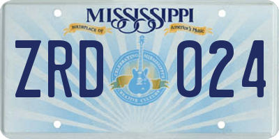 MS license plate ZRD024