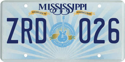 MS license plate ZRD026