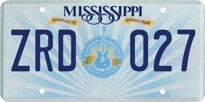 MS license plate ZRD027