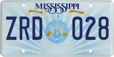MS license plate ZRD028