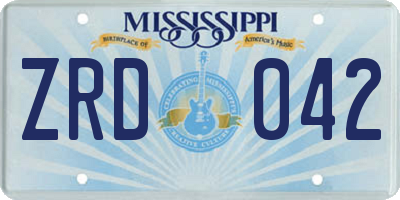 MS license plate ZRD042
